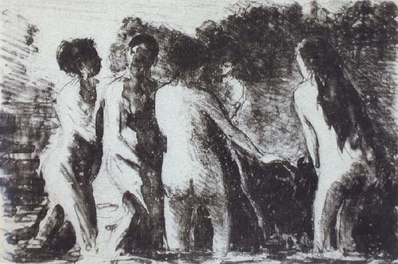 Camille Pissarro Line of bathers